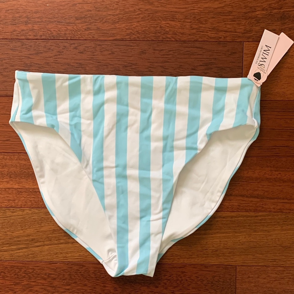 Victoria's Secret Aqua and White Striped Bikini Bottom